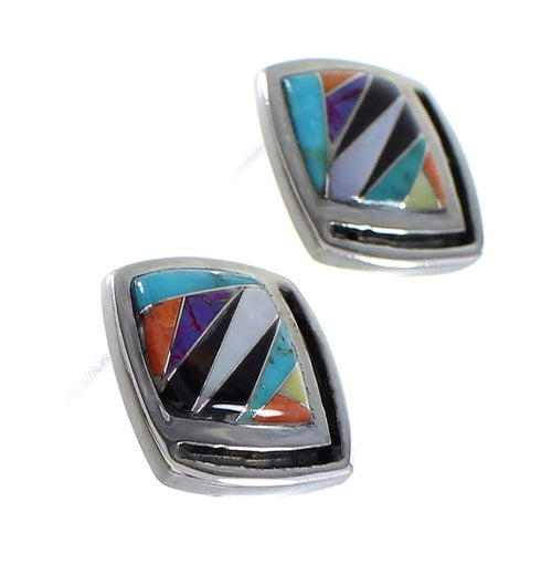 Genuine Sterling Silver Multicolor Post Earrings AX94709